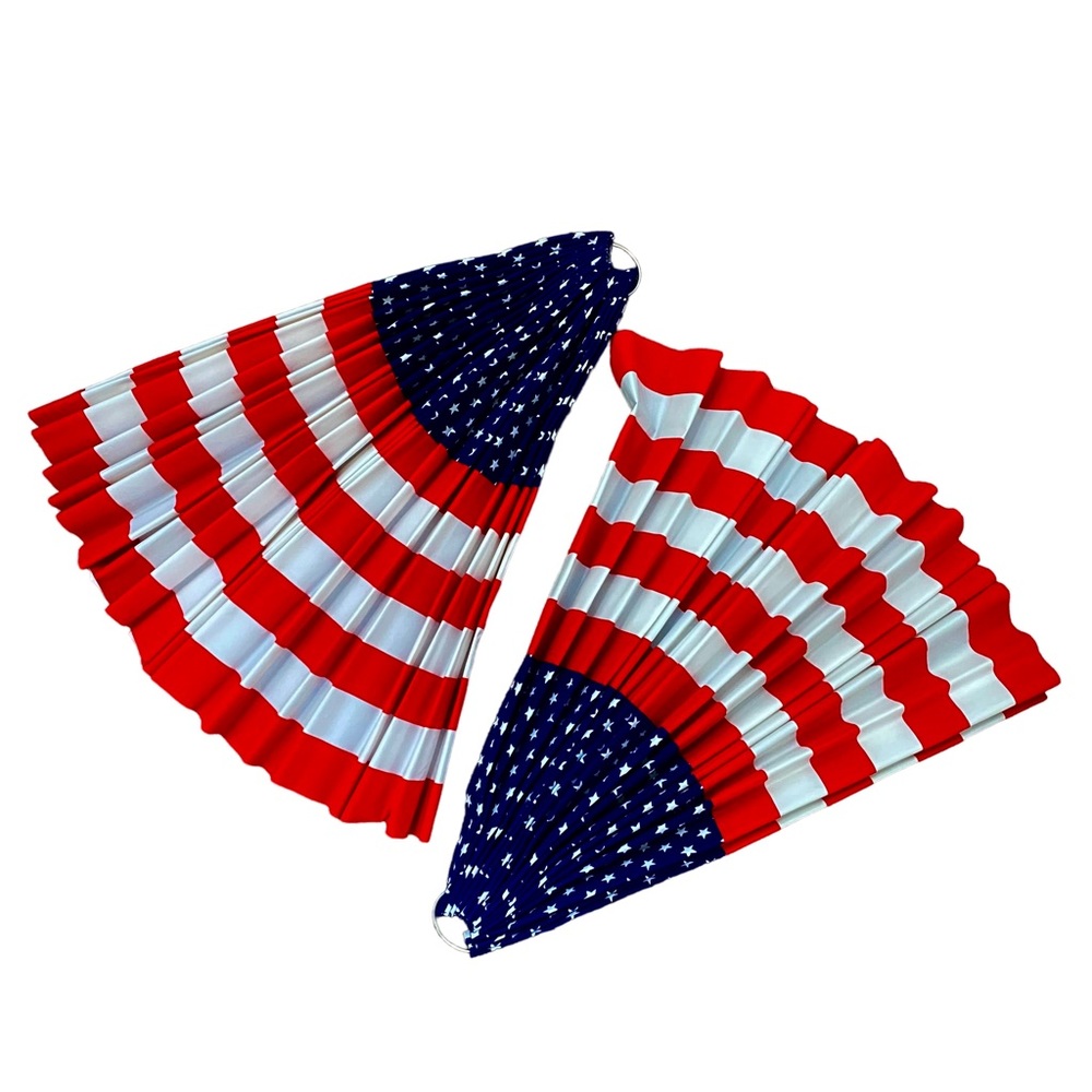 TWO - 48" L x 24" H Patriotic American Memorial Bunting Flag w/ Stars & Stripes
